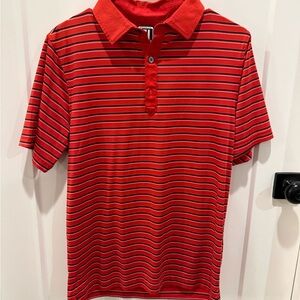 FootJoy Red and Black Striped Polo Shirt